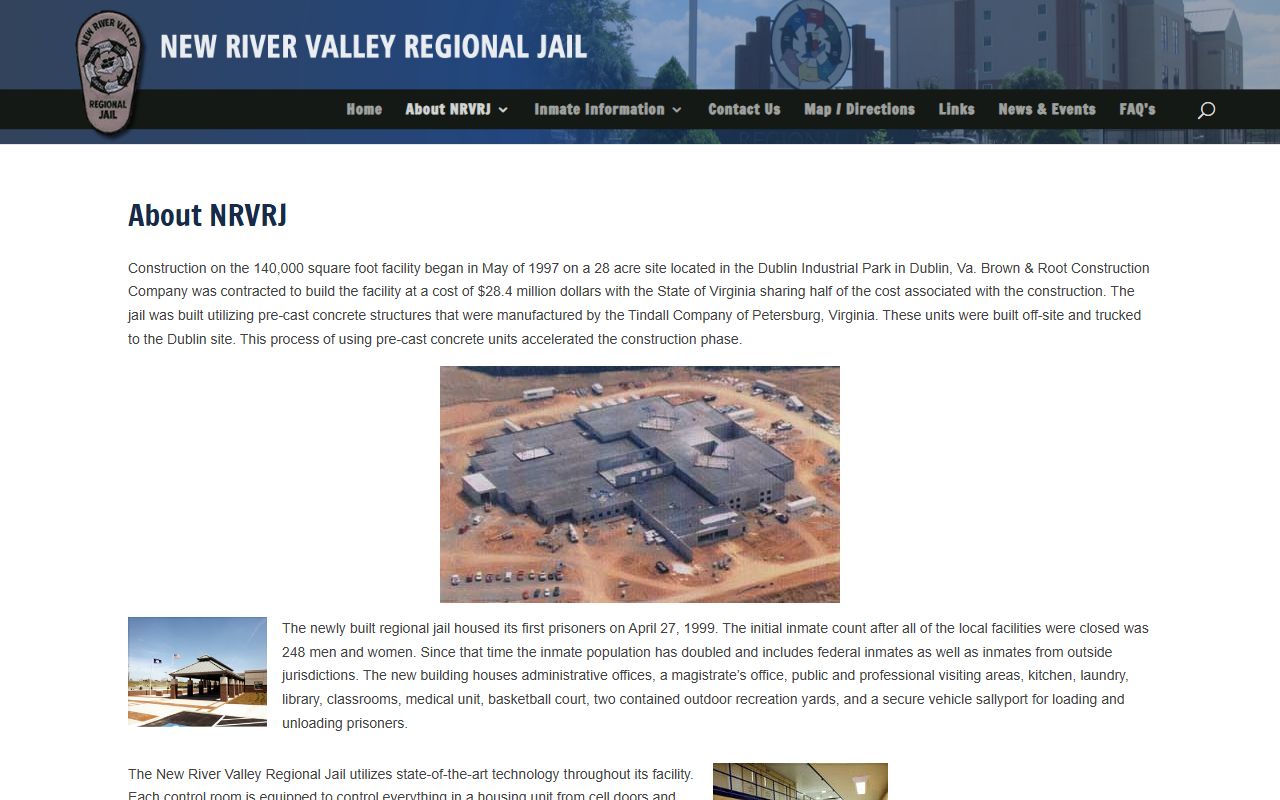 New River Valley Regional Jail Giles County inmate population facility history
